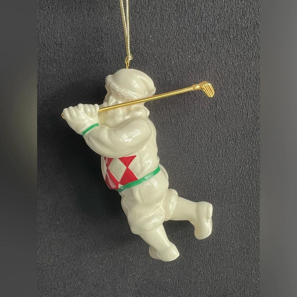 Lenox Porcelain Golfing Santa Christmas Ornament Swinging Club 1st in Series
